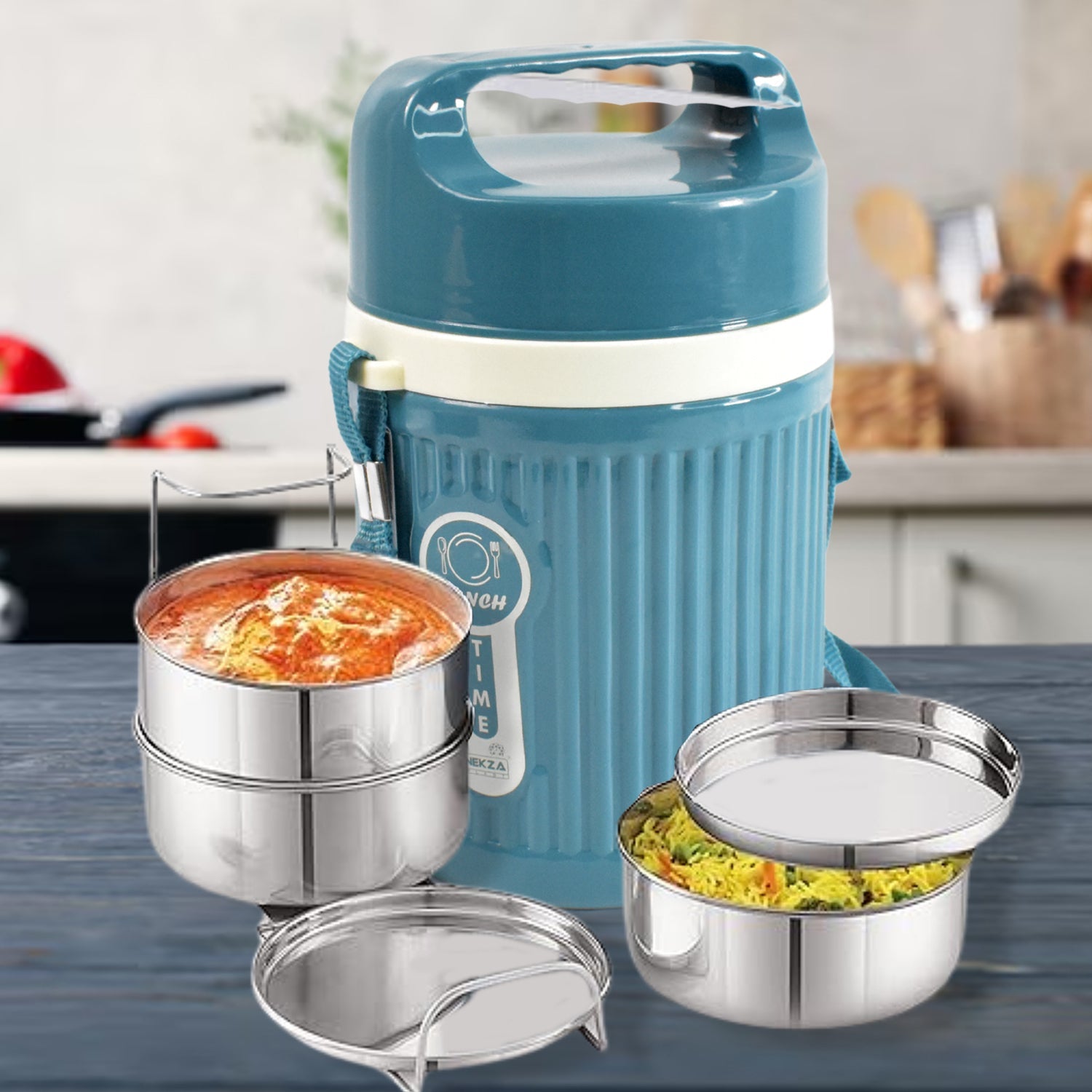 Stackable Insulated Tiffin with Handle (1 Pc): Leakproof, Hot Food Container Stackable Insulated Tiffin with Handle (1 Pc): Leakproof, Hot Food Container